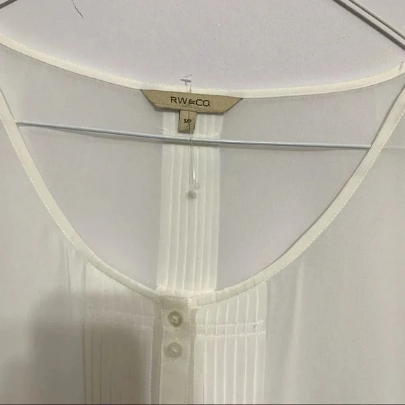 RW&CO white retro style 3/4 sleeves tunic Sz S/P - Picture 2 of 11